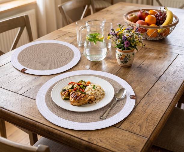 Barchitta Beige Organic Cotton Table Linen Set