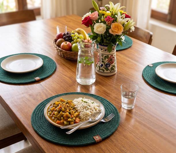Barchitta Dark Green Organic Cotton Table Linen Set