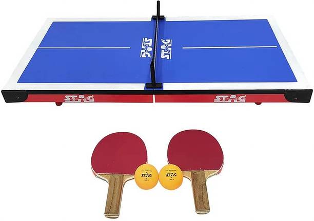 stag global Super Mini Fun Table Tennis (T.T) | (Blue/Black) Material Stationary Indoor Table Tennis Table
