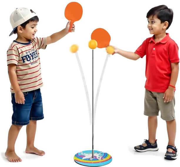 KIDOLOGY Table Tennis Trainer Set for Kids |Indoor Practice Toy with 2 Rackets & 6 Balls Table Tennis