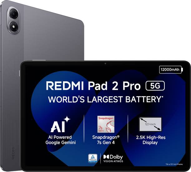 REDMI Pad 2 Pro 5G 8 GB RAM 256 GB ROM 12.1 inch with Wi-Fi+5G Gaming Tablet (Graphite Grey)