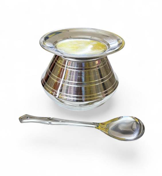 JAI SUJITH Stainless steel 4Litre Rice Pot / Pongal Pot with Lid and Ladle Tagine