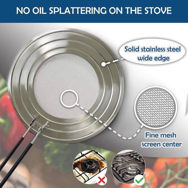 VALAJOGI Oil Splash Guard with Folding Handle Heavy Duty Frying Pan Cover Tagine