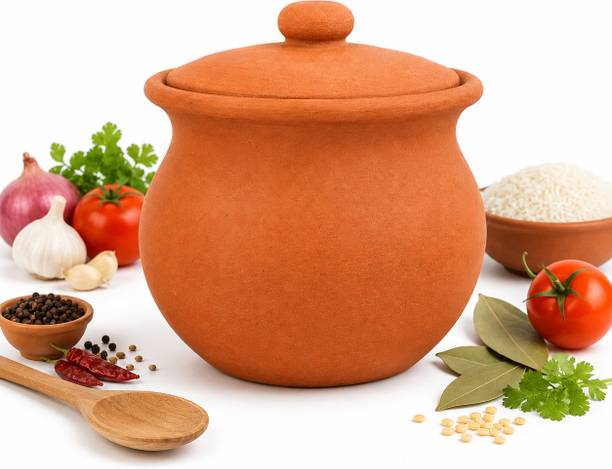 KISUN Terracotta Clay Pot (Mitti Handi) for Cooking & Serving | Natural Earthen Pot Tagine