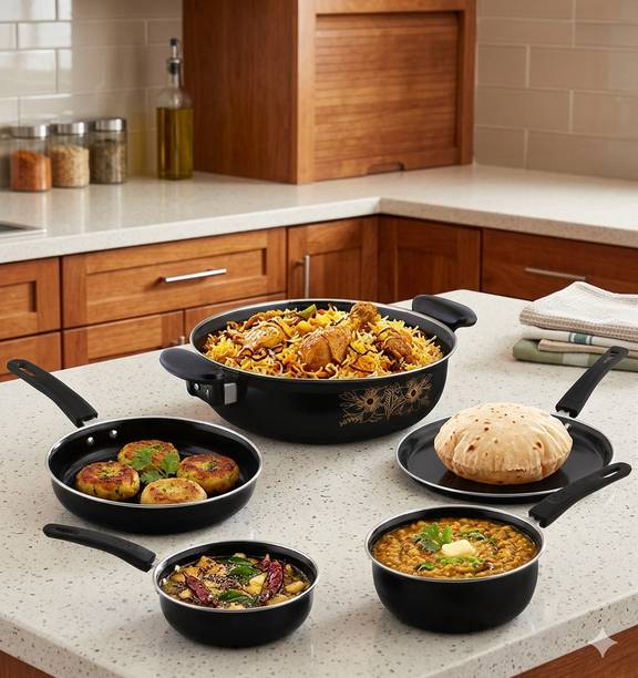Jainpet Luxury Finish 5-Piece Non-Stick Cooking Essentials Tagine