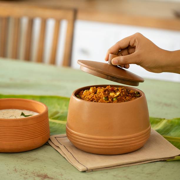 ellementry Dhara Terracotta Biryani Handi with Wooden Lid Tagine