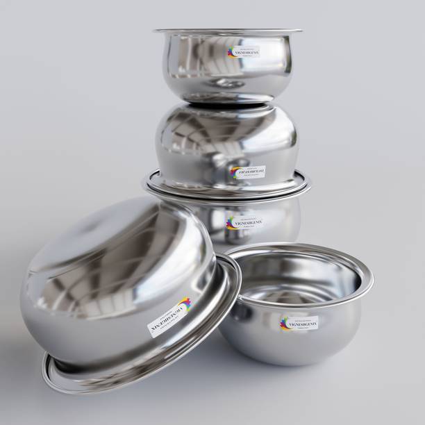 Vigneshgenix Plain Handi Set | 5 Pcs utensil Set | Stainless Steel Handi Set | 1.5 To 0.4L Tagine