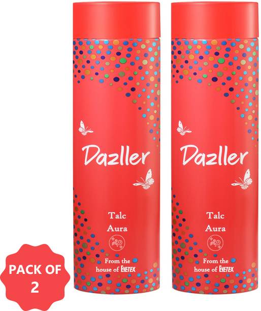 Dazller Talcum Powder - Aura,Beats Body Odour, Long-lasting Freshness - (Pack of 2)