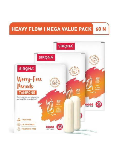 SIRONA Periods Made Easy Non Applicator Tampons for Heavy Flow Tampons Tampons