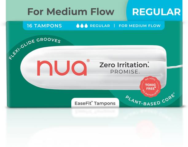 Nua EaseFit Tampons for Medium Flow | 16 Tampons | Gynaecologically Tested Tampons