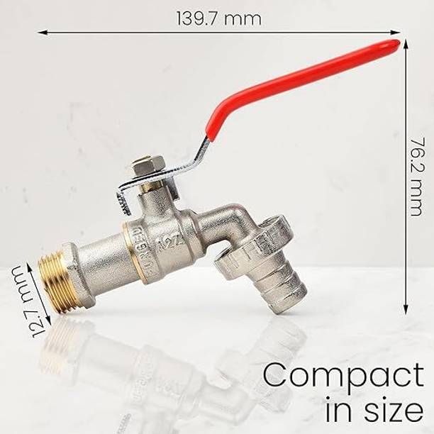 Imaashi 1/2 Inch Brass Mini Washing Machin Nozzle Bib Cock Tap for Bathroom Pack of 1 Tap Adapter