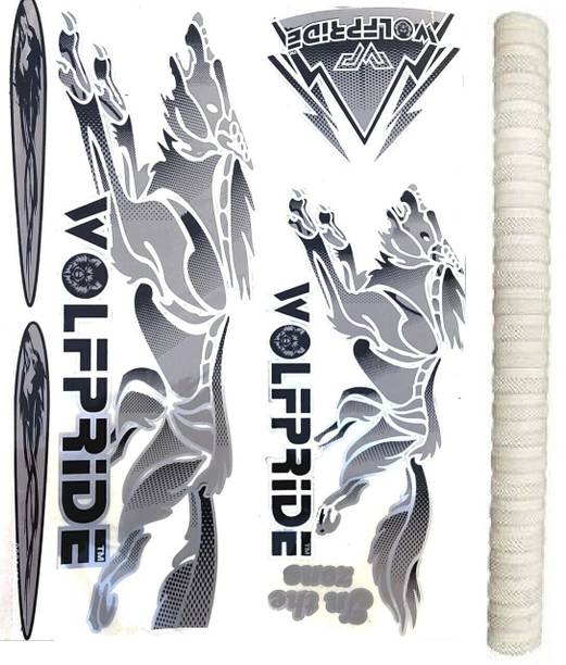 WOLF PRIDE IN THE ZONE GRAY/WHITE CRICKET BAT STICKER PACK (STICKER+GRIP) Bat Sticker