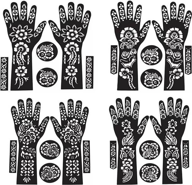 JMC Unique Mehndi stencil Henna Tattoo Stencil Women Girls Finger Paint Temporary Temporary Tattoo Kit