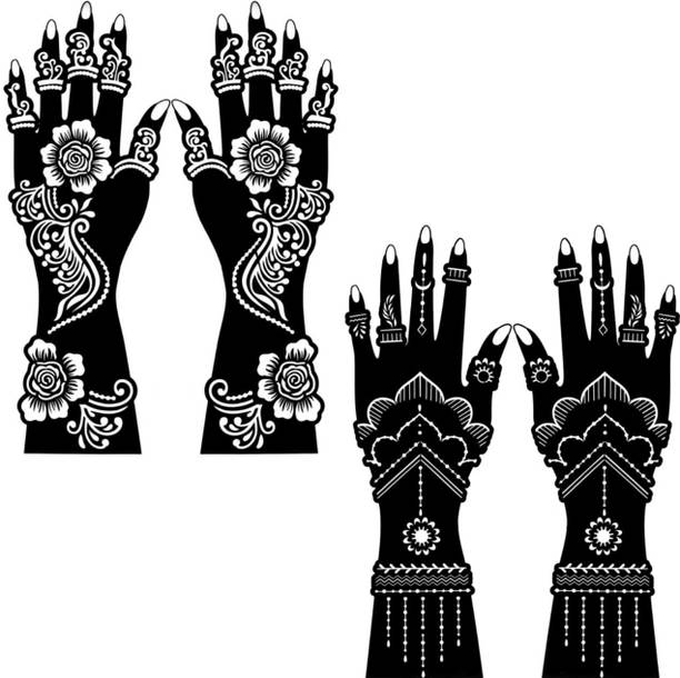 JMC Unique Mehndi Sticker Set of 4 Pes|Henna Stencil for Women, Girls model no 74-68 Temporary Tattoo Kit