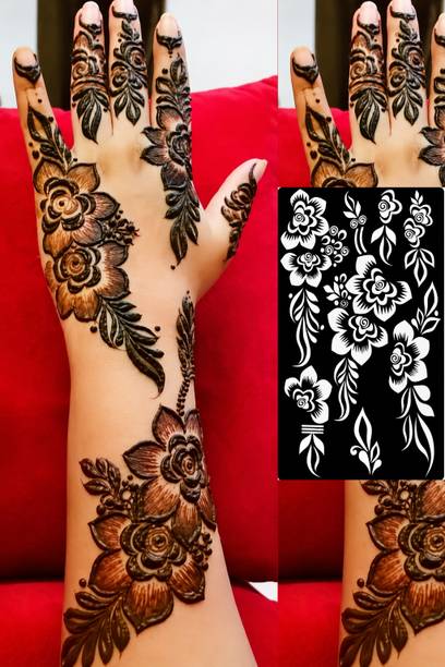 NUSAYBAH NA2828 HENNA STENCIL DESIGN FOR WOMENS. BRIDAL STENCIL Temporary Tattoo Kit