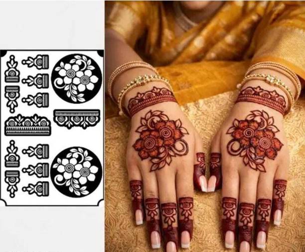 Arkya Henna Tattoo Mehandi Stencil For Female hands bridal, Mehendi Premium Sheet