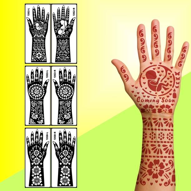 Vanvati Adorable Baby Shower Henna Design Stencil Combo