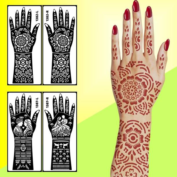 komstec Unique Pattern Henna Tattoo Stencil Sticker For Traditional Wear Best Solution