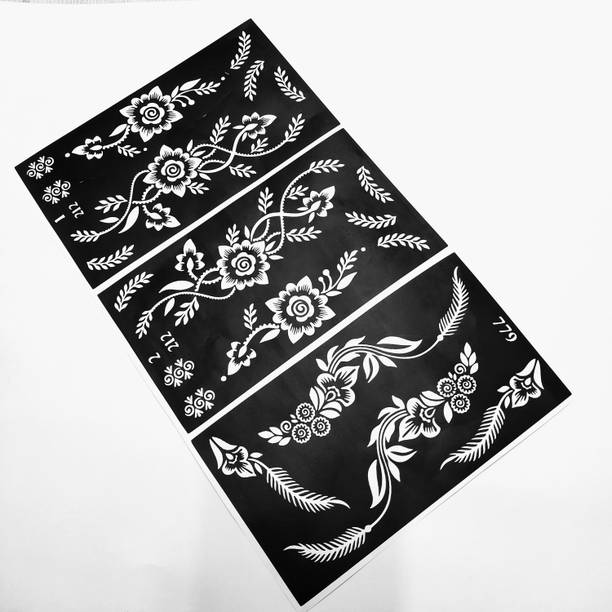 KICKWIX Heena stencil sticker reusable,for Both Hand Mehandi Stencil Sticker Design1725 Temporary Tattoo Kit