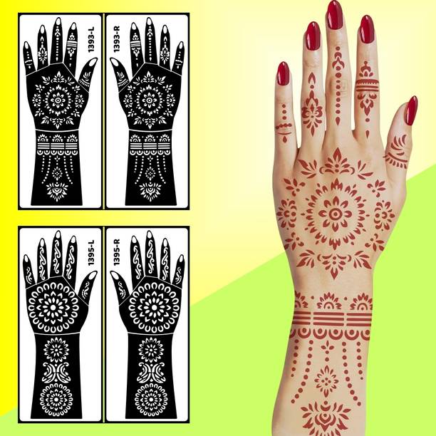 Vanvati Trendy Design Back Hand Mehndi Stencil Sticker For Girls Lightweight