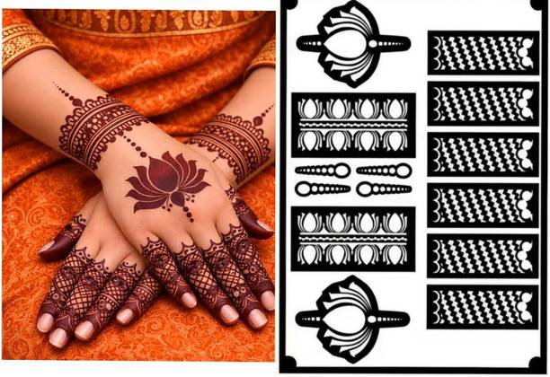 Arkya Henna Tattoo Mehandi Stencil For Female hands bridal, Mehendi Premium Sheet