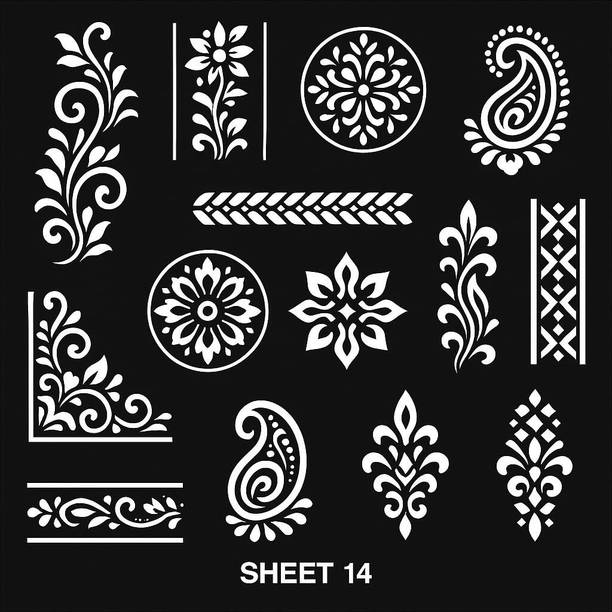 KICKWIX Heena stencil sticker reusable,for Both Hand Mehandi Stencil Sticker Design