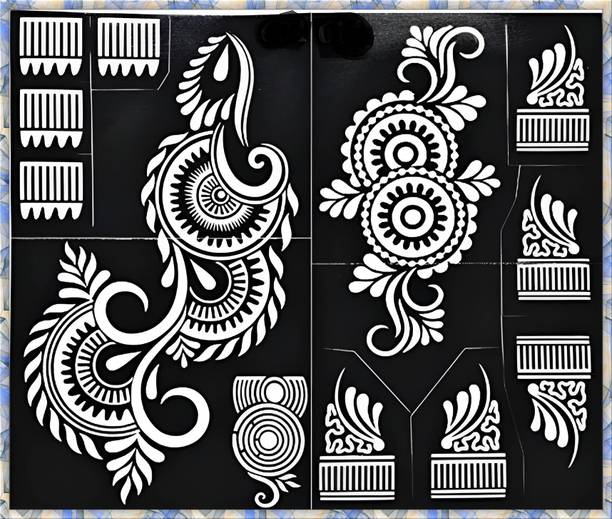 MEHENDIAURA Henna Tattoo Mehandi Stencil For Female hands bridal, Mehendi Design Sticker