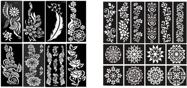 PYASI Heena stencil sticker reusable,for Both Hand Mehandi Stencil Sticker Design