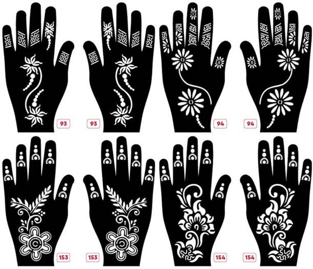 KICKWIX Set of 8 Henna Tattoo Stencil | Mehandi Stencils For Women, Girls & Kids