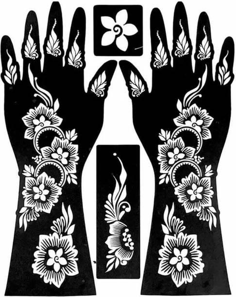 PYASI Reusable Mehndi Stencil Set for Hands Easy Arabic Floral Henna Design Template