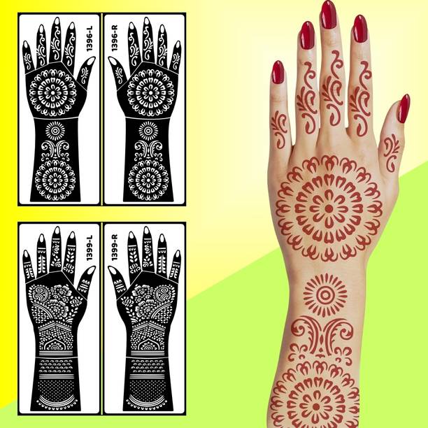 komstec Simple And Modern Flower Mehndi Stencil Sticker Professional Style Henna