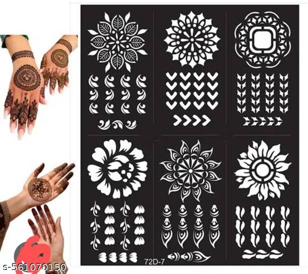 ARSRA tatoo Sticker for Hands & Feet – Reusable Henna Design Stencils for Women,girls