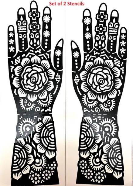 PYASI Floral Mehndi Stencil Set for Professional Henna Designs.