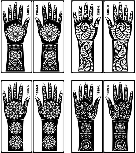 KICKWIX Heena stencil sticker reusable,for Both Hand Mehandi Stencil Sticker Design