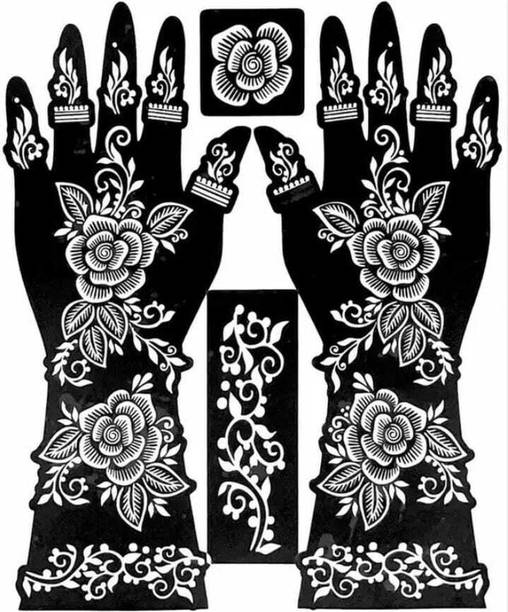 PYASI Bold Flower Motif Mehndi Stencil Set