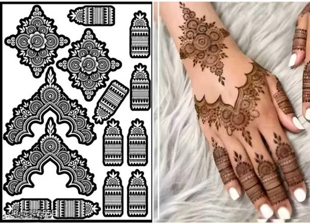 Arkya Henna Tattoo Mehandi Stencil For Female hands bridal, Mehendi Premium Sheet