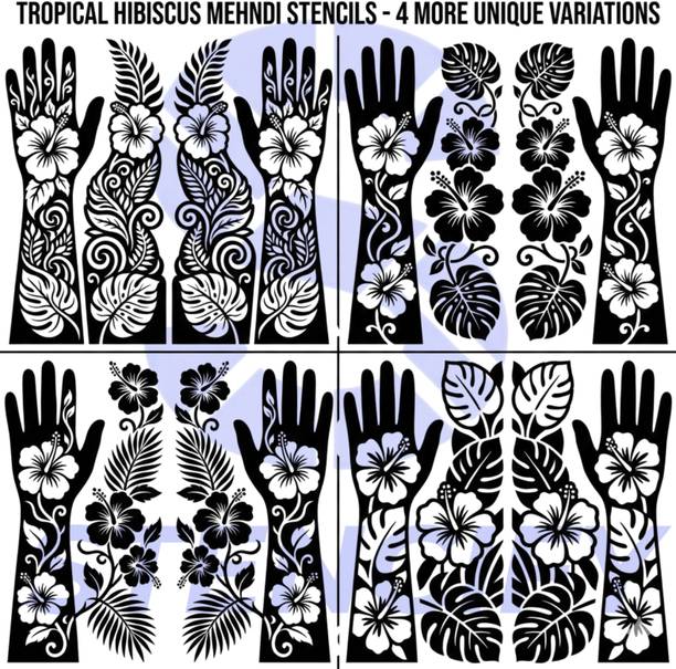 STENCIFY Set of 8 Tattoo Stencil | Mehandi Stencils For Women, Girls & Kids (Floral)