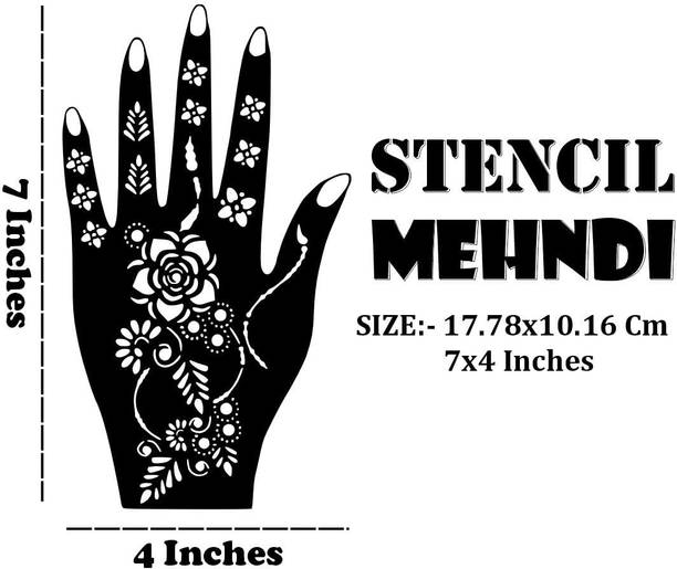 KICKWIX Kickwix Mehendi Stencil Women Girls Hand Finger Reusable Bridal Arabic Floral