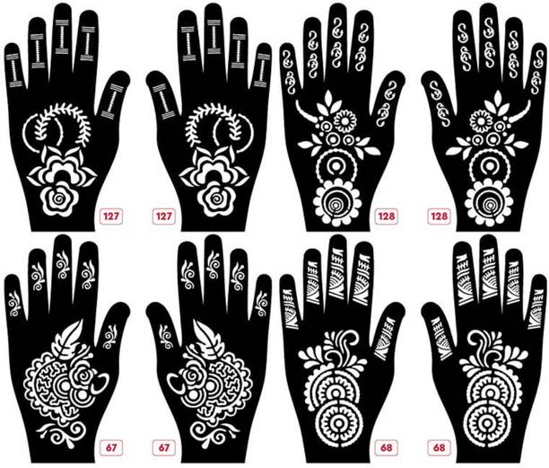 KICKWIX Set of 8 Henna Tattoo Stencil | Mehandi Stencils For Women, Girls & Kids