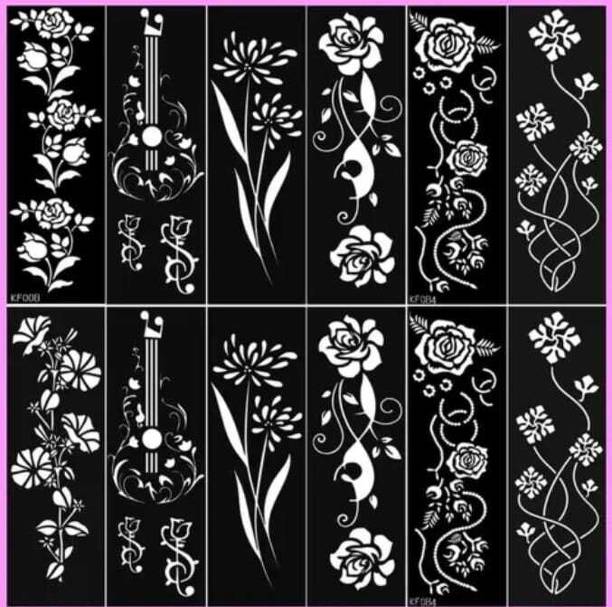 PYASI Floral Mehndi Stencil Set for Professional Henna Designs