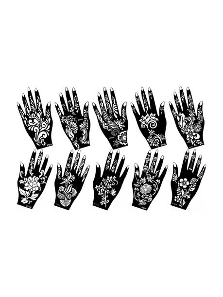 IVANA'S Ivana's Henna Tattoo Stencil (Set for 10) Women Girls Hand