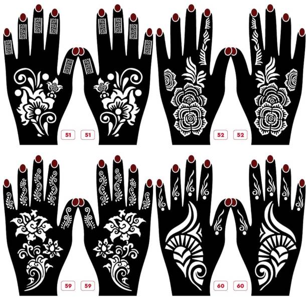 KICKWIX Set of 8 Henna Tattoo Stencil | Mehandi Stencils For Women, Girls & Kids