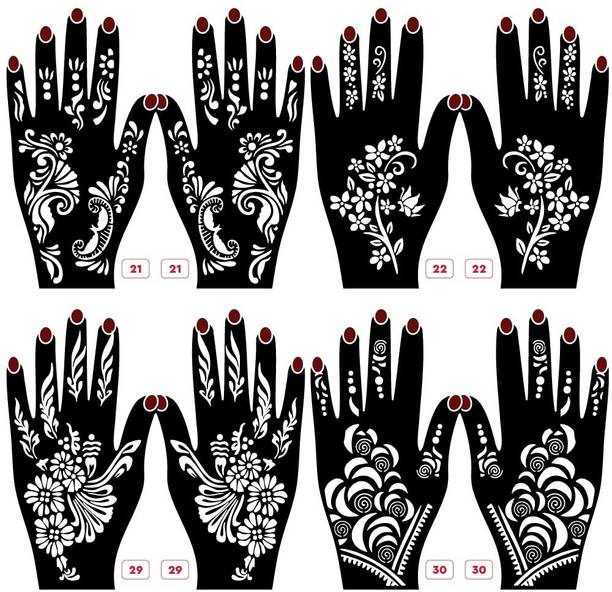 IVANA'S Pack of 8 Mehandi Tatto Stencils Set for Women, Girls & Kids