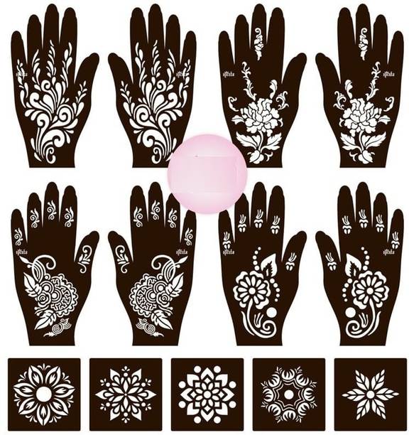KICKWIX Henna Tattoo Stencil Women Girls Hand Finger Paint Temporary Tattoo (FLORAL)
