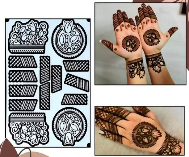 Arkya Henna Tattoo Mehandi Stencil For Female hands bridal, Mehendi Premium Sheet