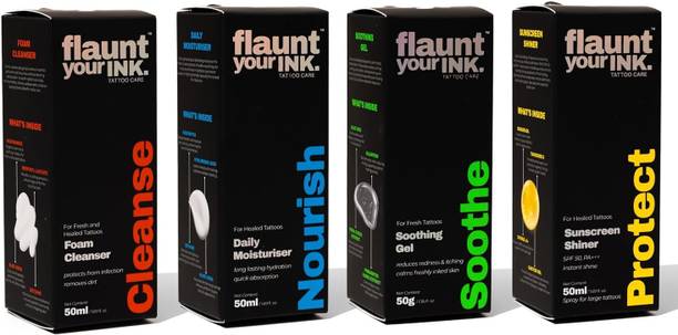 Flaunt Your Ink Flaunt Your Ink Tattoo Care 4 Combo Kit | Cleanser, Moisturiser, Gel & Sunscreen