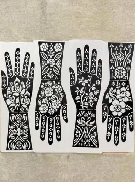 PYASI Floral Mehndi Stencil Set for Professional Henna Designs.