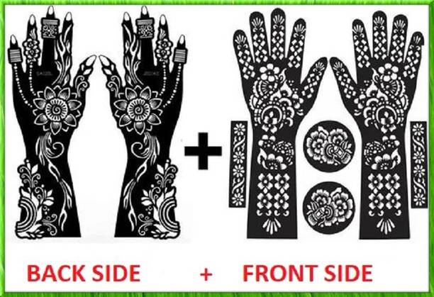 MEHENDIAURA Henna Tattoo Mehandi Stencil For Female hands bridal, Mehendi Design Sticker