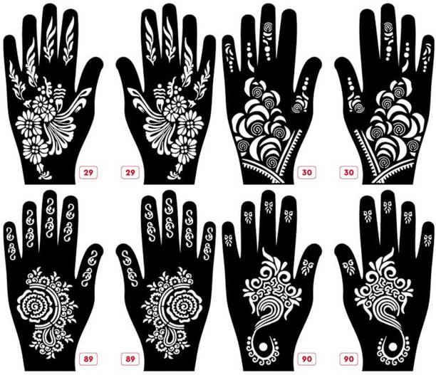 KICKWIX Set of 8 Henna Tattoo Stencil | Mehandi Stencils For Women, Girls & Kids