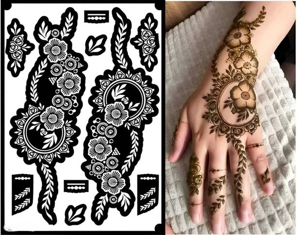Arkya Henna Tattoo Mehandi Stencil For Female hands bridal, Mehendi Premium Sheet